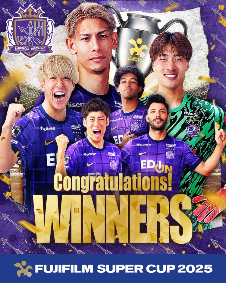  日超杯廣島三箭2-0神戶勝利船奪冠，共53343人現(xiàn)場觀戰(zhàn)創(chuàng)上座紀(jì)錄