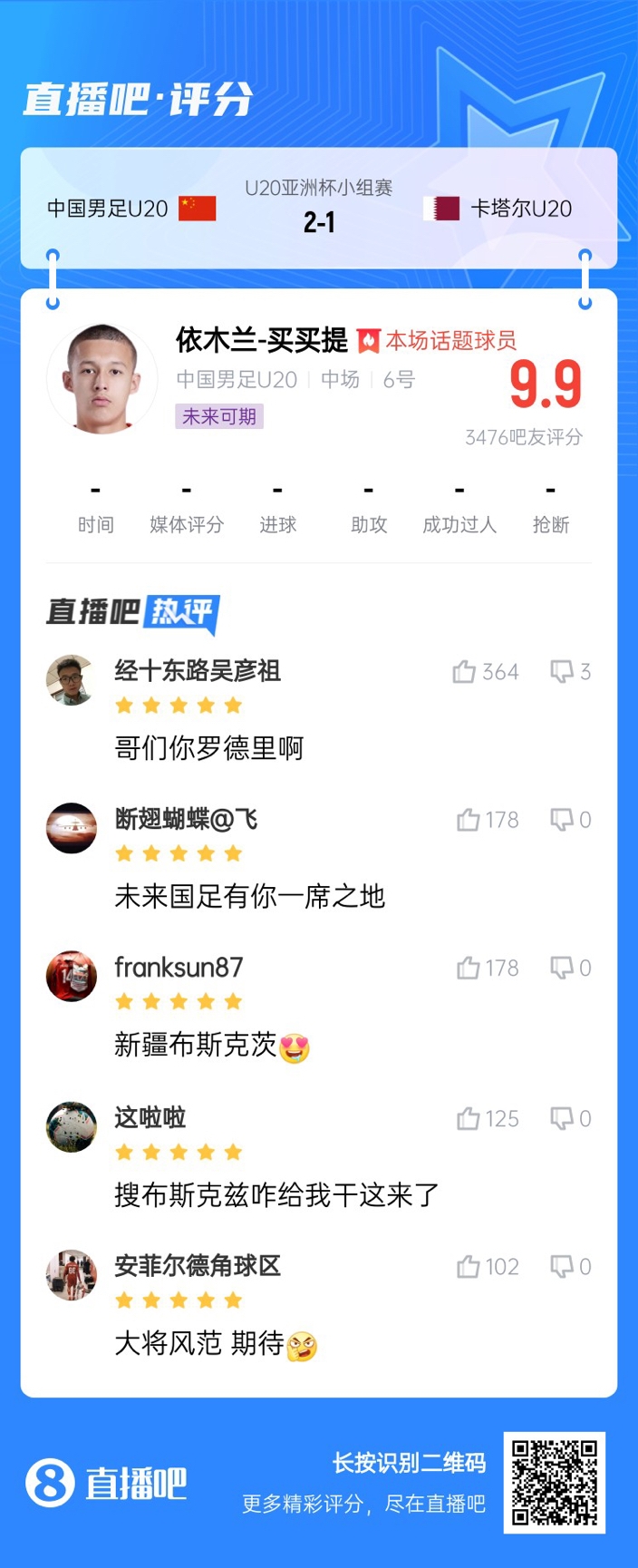  依木蘭+陳澤仕泰山中場連線！19歲依木蘭獲封：新疆布斯克茨！