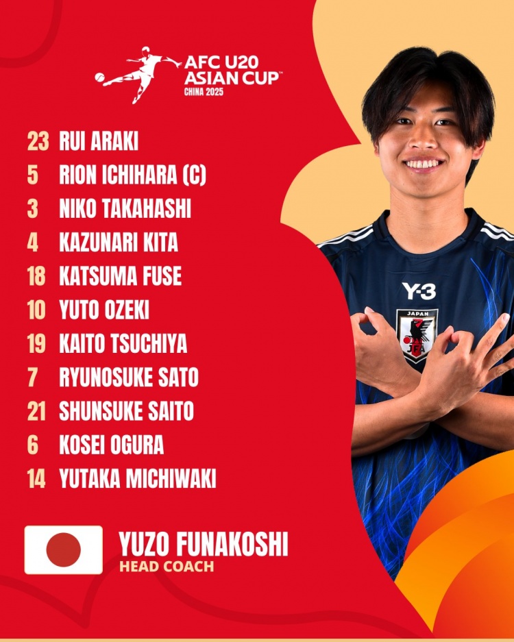  日本U20vs敘利亞U20首發(fā):高橋仁胡、佐藤龍之介出戰(zhàn) 高岡伶颯替補(bǔ)