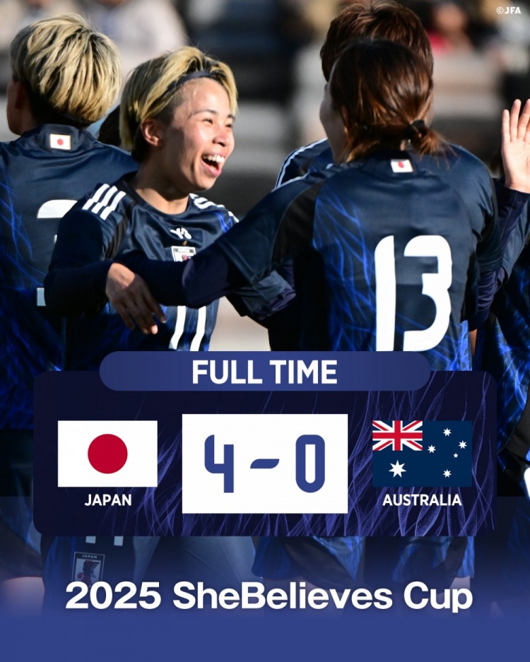  熱身賽日本女足4-0澳大利亞女足，田中美南2射1傳&長谷川唯任隊長