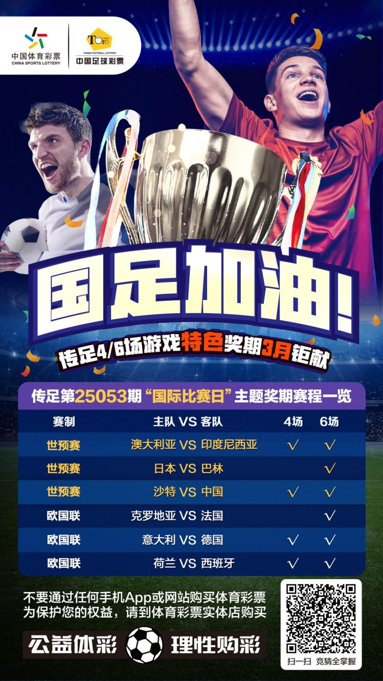  國(guó)足加油！傳足特色獎(jiǎng)期第25053期聚焦國(guó)際比賽日